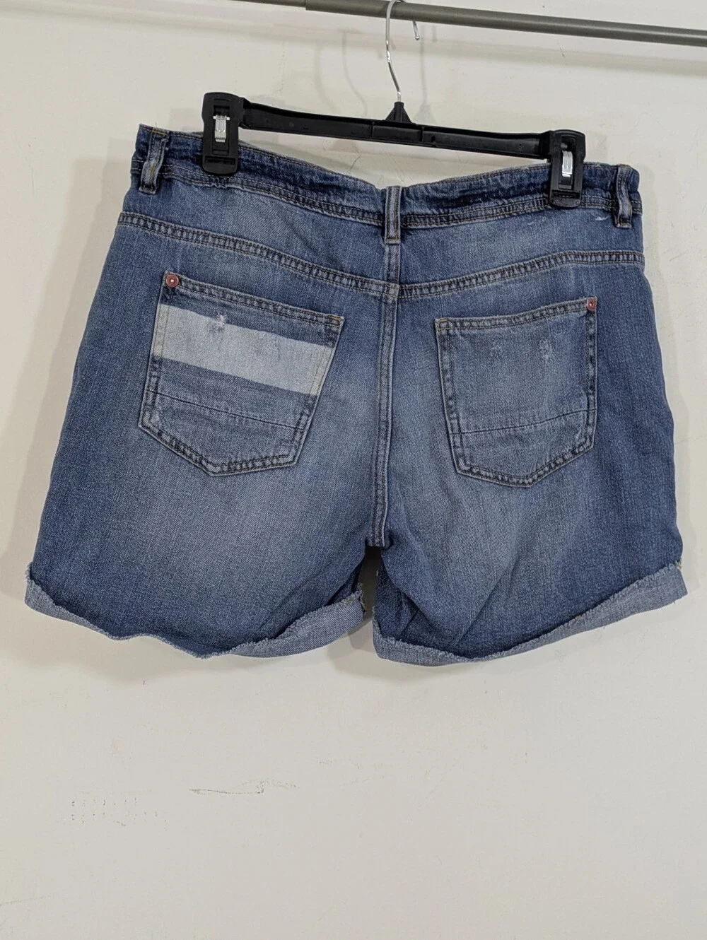 ZARA Basic Z1975 Denim Distressed Baggy Jean Shorts - Size 6 Womens